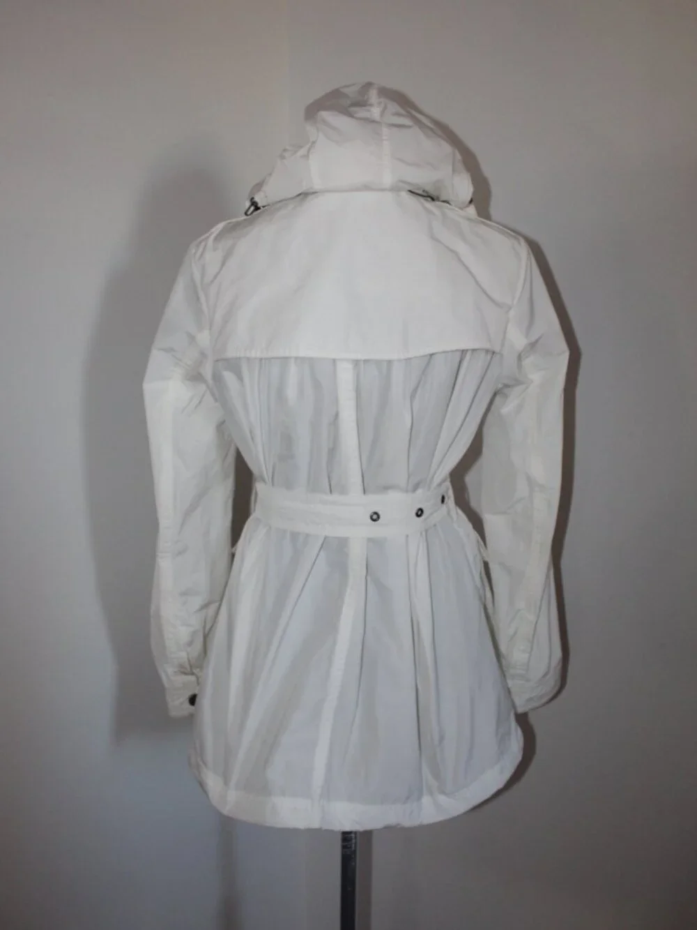 Burberry Brit White Removable Hooded Belted Trench Jacket Coat US 8 UK 10 IT 42 - Picture 6 of 14